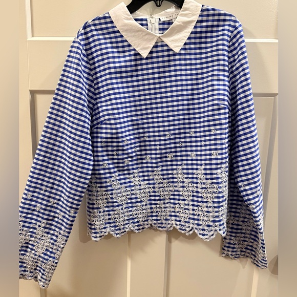 English Factory Blue and White Checkered Top - Picture 2 of 4